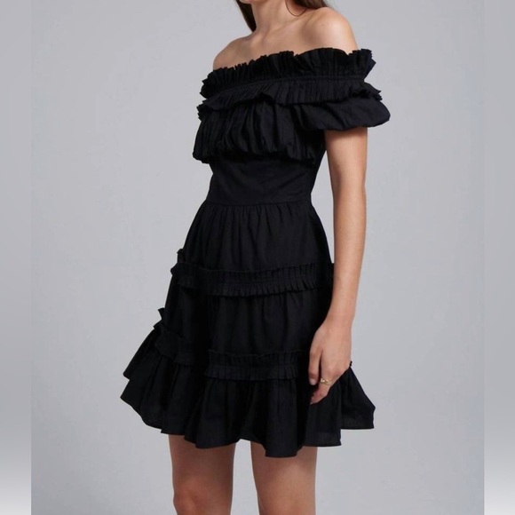 Anthropologie Love the Label Black Rosaline Off the Shoulder Dress Size Large - Picture 1 of 11